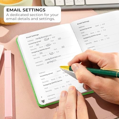 Clever Fox Password Book with Alphabetical Tabs, 4"x5.5" Keeper Green