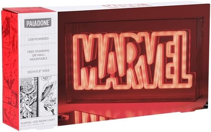 Paladone Marvel LED Neon Logo Light Sign - Wall Mountable or Free Standing - Offially Licensed Marvel Room Decor & Gift