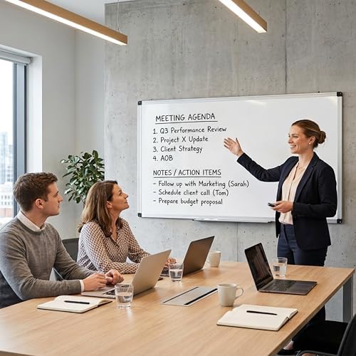 Simple Deluxe Magnetic Dry Erase Board 48" x 24" Whiteboard, 1 Dry Eraser & 2 Multicolor Markers & 4 Magnetic Pins, Silver Reinforced Aluminum Frame for Home, School, Office