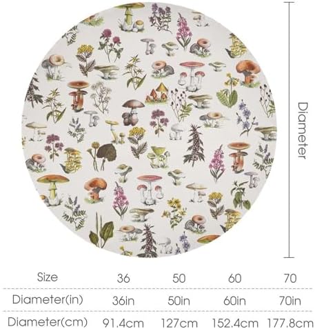 Vintage Botanical Tablecloth, Rustic Plants Herbs Mushroom Nature Wildflower Table Cloth for Outdoor Patio Party Picnic Wedding Indoor Kitchen Dinner Table Decor, 50x50in