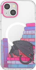 PopSockets iPhone 14 Phone Case with MagSafe- Curled Up & Cozy | Magnetic, Wireless Charging, Camera & Drop Protection, Dragon