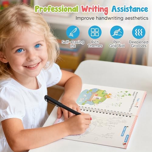 Magic Grooved Writing Practice Books for Kids, Reusable Tracing Workbooks
