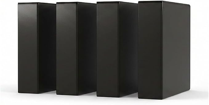 Staples 3" 3-Ring View Binder, Black, 4/Pack