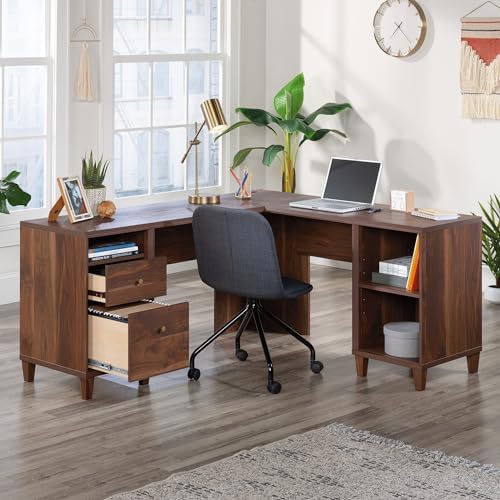 Sauder Willow Place L-Shaped Home Office Desk, Grand Walnut Finish