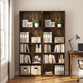 Furinno Jaya 5-Tier Book Shelf with Adjustable Shelves Set of 2, Amber Oak