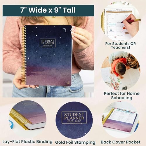 Daisy by bloom daily planners 2026-2027 Academic Year Student Planner (July 2026 - July 2027) - Elementary Through Middle School Calendar Agenda Book - 7” x 9" - Stargaze