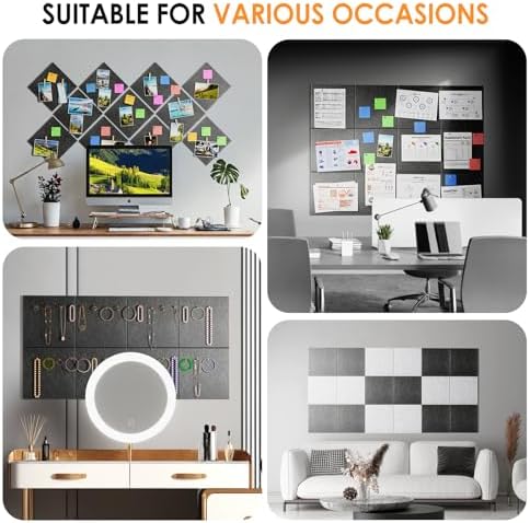 MaxGear Felt Bulletin Board 48" x 36", Dark Gray Felt Wall Tiles Wall Decor