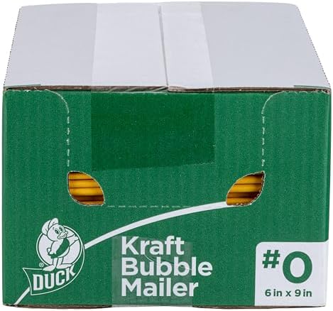 Duck Brand #0 Kraft Bubble Mailer, Manila, 6 inch x 9 inch, 25 Pack