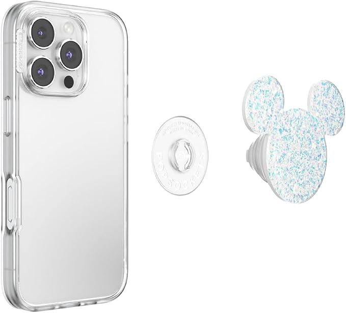 PopSockets Adhesive Phone Grip, Holder- Mickey Ears White | Secure Comfortable Hold, Anti-Drop, Kickstand, Disney, Mickey Mouse, Minnie, White