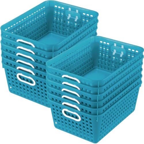 Really Good Stuff Large Plastic Book Baskets, 13.25" by 10" by 5.5"-12-Pack