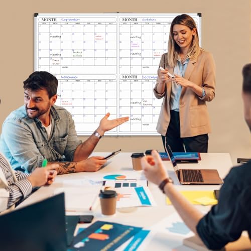 XBoard Magnetic Calendar Whiteboard 48x36 Inches 4 Month
