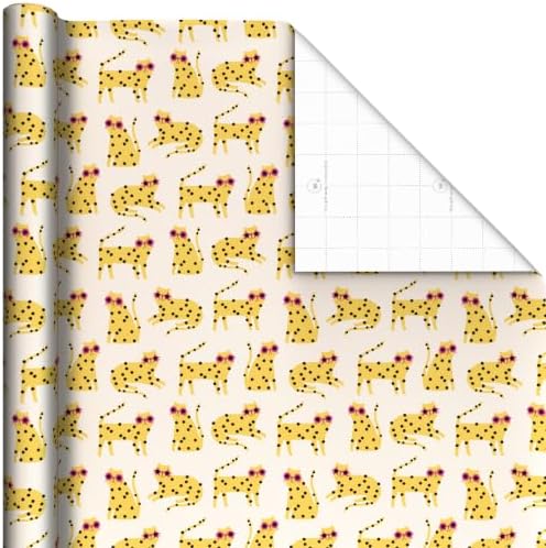 Hallmark Cat Wrapping Paper, 3 Rolls (Cheetah, Stripes, Paw Prints)