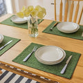 Demetex Cloth Placemats Green Set of 4 Vintage Textured Linen Place Mats Heat Resistant Plate Placemat for Kitchen Dinning Table, Green