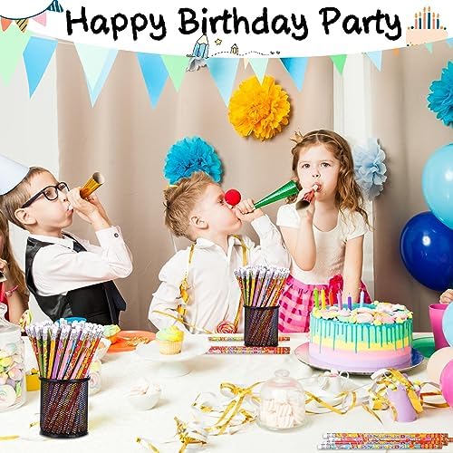 Happy Birthday Pencils Wooden Pencil Birthday Party Pencil with Top ErasersBirthday Party Supplies Favors, 6 Style(24)