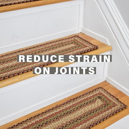 Homespice Gingerbread Jute Braided Stair Treads, Rect 8x28 Set of 13