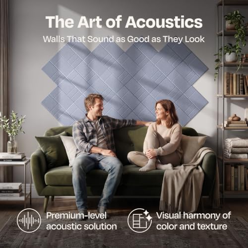Acoustic Panels 12-Pack Soundproof Wall Panels 12"x12"x0.4" Decorative Sound Dampening for Your Home, Office, Studio, Bedroom & More with Unique GridFrame Carving [Dusky Gray]