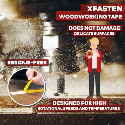 XFasten Bulk Double Sided Woodworking Tape 1-inch, 2,592 Feet Total (24-Pack) Residue-Free Removable Double Sided Tape for Woodworking Router Template, Woodworkers CNC Routing Machine