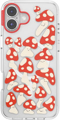 PopSockets iPhone 16 Plus Case Compatible with MagSafe, Phone Case for iPhone 16 Plus, Wireless Charging Compatible, Case Only - Red Shrooms