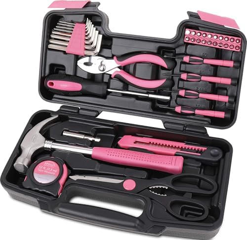 Apollo Tools 39 Piece General Household Tool Set, Pink DT9706P
