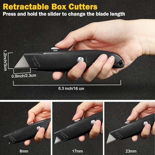Reginary 30 Pcs Box Cutters Bulk, Utility Knives, Black