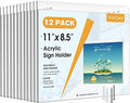 MaxGear Acrylic Wall Mount Sign Holder, 8.5 x 11 Landscape, 12 Pack