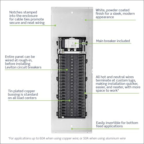 Leviton LP420-BPD 42 Space, 42 Circuit Indoor Load Center with 200 Amp Main Circuit Breaker