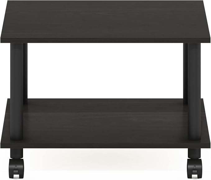 Furinno Econ Home Office Under Desk CPU and Printer Stand with Wheels, Espresso/Black