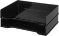 DoubleFill 2 Pcs Stackable Letter Tray Rectangular Plastic Desk Organizer 13 x 9.5 x 2.6 in Paper Holder File Tray Accessories Rack for Desktop Office Desk Drawers (Black)
