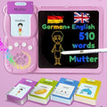 Writing Tablet with Bilingual Flash Cards for Kids, German, Pink