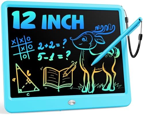 Bravokids 12 Inch LCD Writing Tablet for 3 Year Olds - Electronic Drawing Pad and Doodle Board as Educational Birthday Gifts for Girls and Boys (Blue)