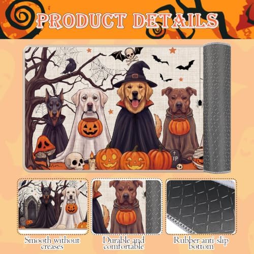 Halloween Kitchen Mats, Pumpkin Ghost Dog Kitchen Rugs