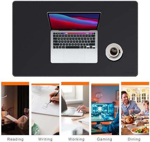 Mydours 36" x 24" XL Large Desk Mat - PU Leather Full Desk Mouse Pad, Black