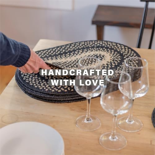 Homespice Manchester Jute Braided Placemats, Oval 13x19 Set of 6