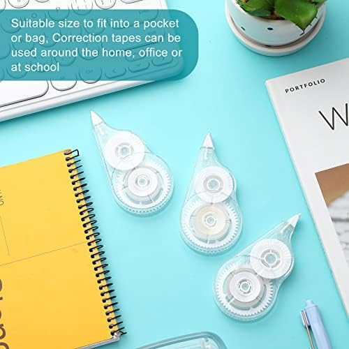 Nezyo 50 Count Clear Correction Tape, Back to School Supplies Transparent Correction Roller, Universal Correct Dispenser for School Office Teachers Students Corrector(White)