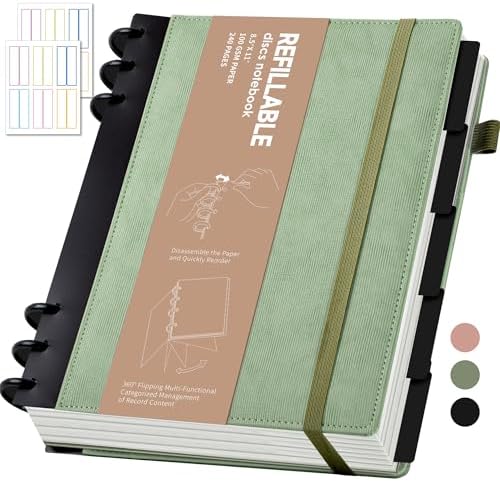 Yoment Refillable Notebooks for Work 5 Subject with Removable Dividers Tabs