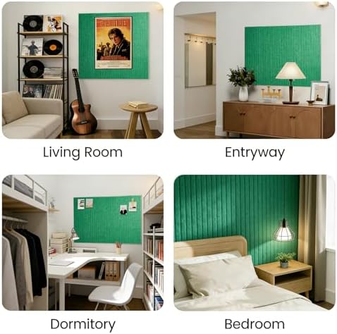 Large Felt Bulletin Board Cork Board Alternative with Safe Removable Adhesive Tabs, Wall Bulletin Board for Home Office Classroom Pin Board (Gemstone Green, Fine-Stripe 6-Pack)