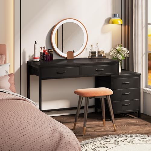Tribesigns Computer Desk with 5 Drawers, Reversible Home Office Desks