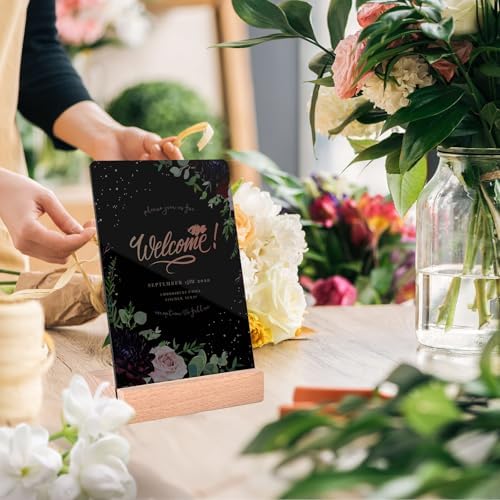 PINTUSON Mini Chalkboard Signs with Wooden Stand (4 Sets), 4x6 Acrylic Food Labels for Party Buffet, Double-Sided Erasable Table Numbers with 7 Chalks for Bakery Display & Wedding Catering