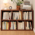Lumber Organizer Shelf 3/4 Shelves, Lateral Filing or Vertical, Closed Back Floor-standing Bookshelf Rack Bookcase Cabinet Tiered Shelf Grid Storage Unit Dark Walnut 39.4"L x 9.4"W x 23.6"H