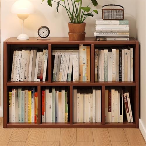Lumber Organizer Shelf 3/4 Shelves, Lateral Filing or Vertical, Closed Back Floor-standing Bookshelf Rack Bookcase Cabinet Tiered Shelf Grid Storage Unit Dark Walnut 39.4"L x 9.4"W x 23.6"H