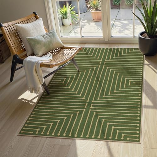 Lahome Green 3x5 Outdoor Rug for Entryway,Rhombus Easy Jute Frotn Porch Rug