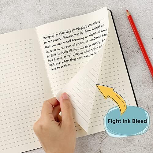 24 Pack College Ruled Notebook & Journal Bulk, Black Cover, Line Thick Paper, A5 Size, 5.5x8.3 inch, 60 Pages, Small Subject Note Pad Planner Set for Women Men Kids Traveler Student Office