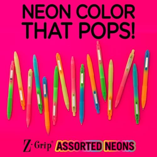 Zebra Pen Z-Grip Ombre Neon Retractable Ballpoint Pen, Black, 1.0mm, 18-Pk