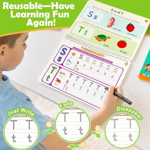 Magic Grooved Writing Practice Books, 96 Reusable Activities, Ages 3-8