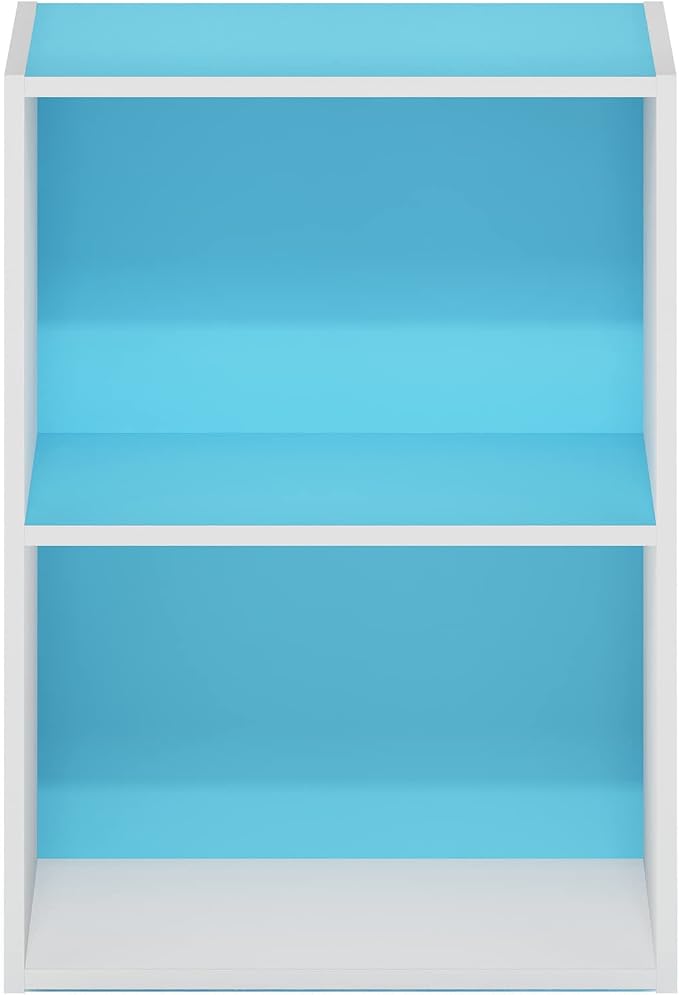 Furinno Luder Bookcase/Book/Storage, 2-Tier, Light Blue/White (Pack of 4)