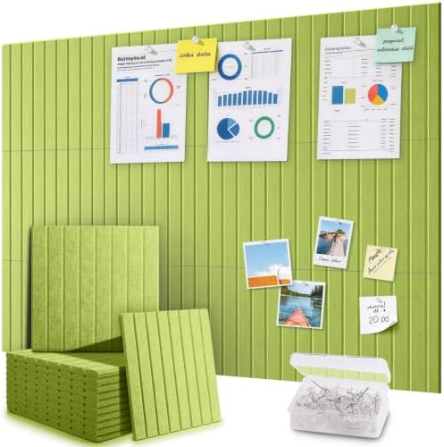48" x 36" Large Cork Bulletin Board Tiles, Peel and Stick Felt Wall Panels for Vision, Message Center, Picture and Prayer Board for Office, Dorm, Room and Desk Decor(Moss Green)
