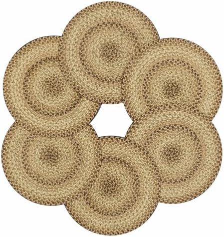 Homespice Cookie Dough Jute Braided Placemats, Round 15" Set of 6