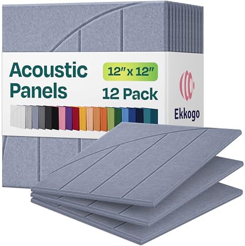 Acoustic Panels 12-Pack Soundproof Wall Panels 12"x12"x0.4" Decorative Sound Dampening for Your Home, Office, Studio, Bedroom & More with Unique ModuArc Carving [Dusky Gray]