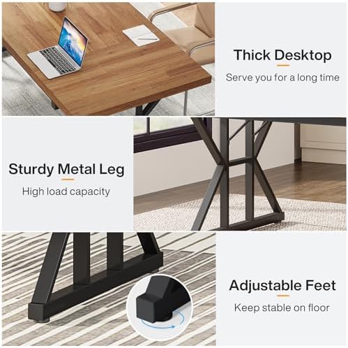 Tribesigns 70.8-Inch Executive Desk, Large Computer Office Desk Workstation, Modern Simple Style Laptop Desk Study Writing Table Business Furniture for Home Office (Light Brown, 70.8 Inch)
