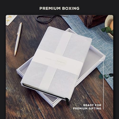 BEECHMORE BOOKS Premium Lined Leather Journal for Men & Women, 5" x 8" (A5) Thick 120gsm Ivory Cream Paper Notebook, Hardcover Vegan Leather Personal Diary, With Gift Box (Charcoal Black) (Pack of 2)